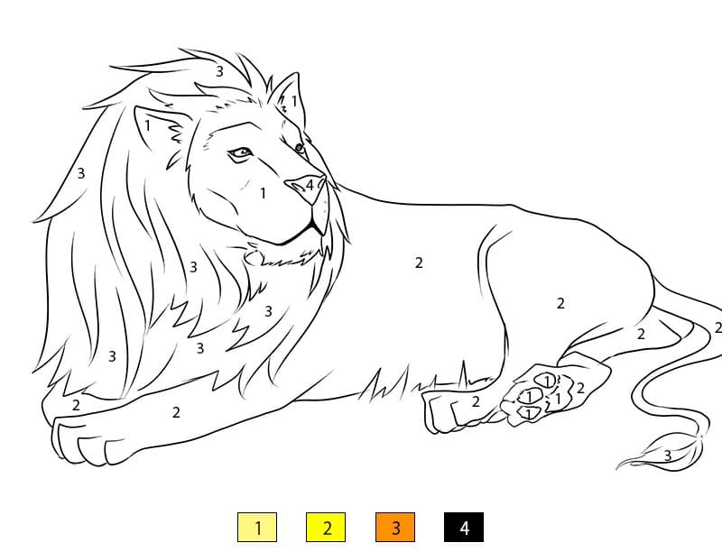 Lion Lying Down Color By Number