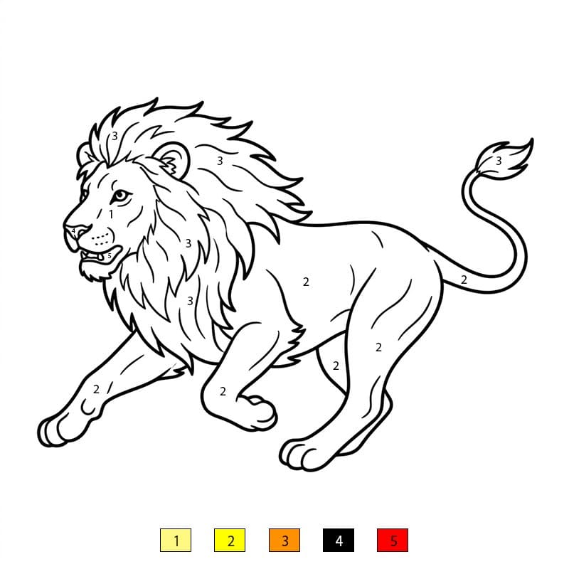 Lion Running Color By Number