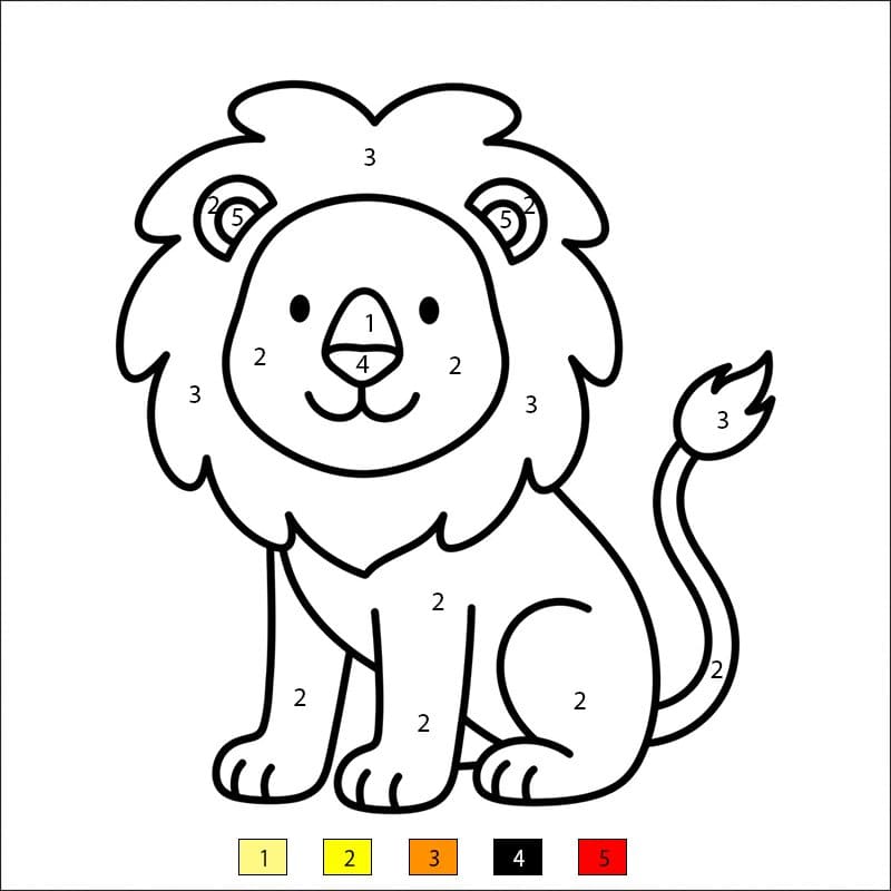 Lion Sitting Color By Number