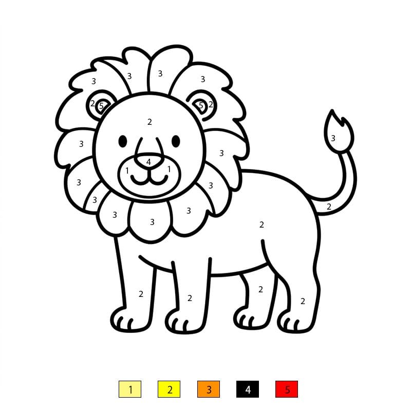 Lion Standing Color By Number