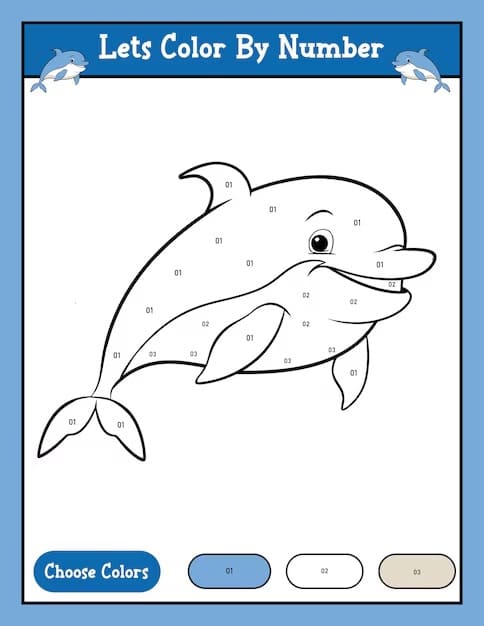 Lovely Dolphin Color By Number