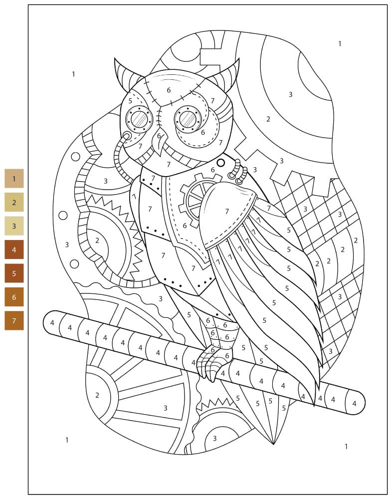 Print Owl Color By Number