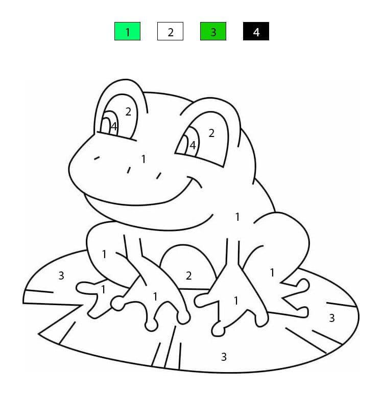 Printable Cute Frog Color By Number