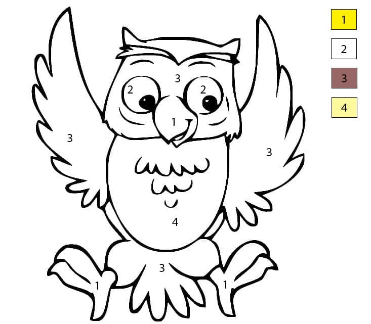 Printable Happy Owl Color By Number