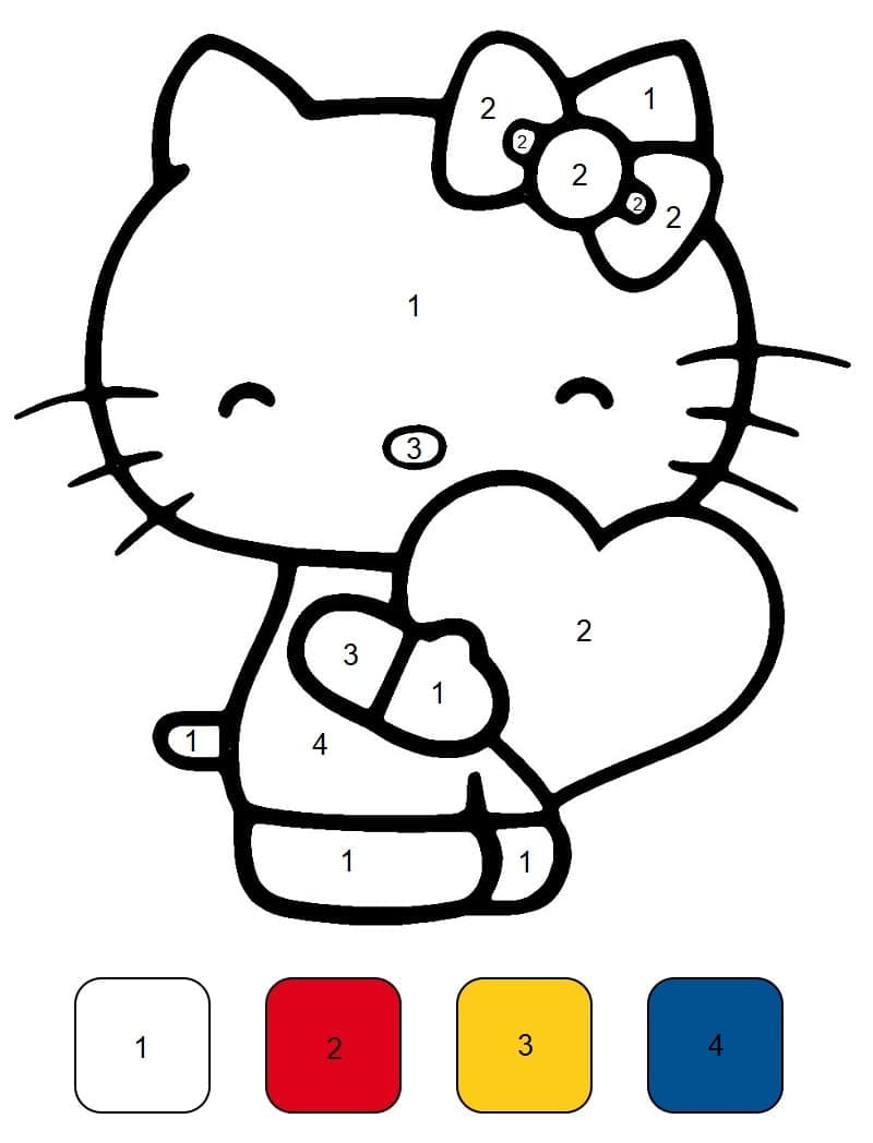Printable Hello Kitty Color By Number