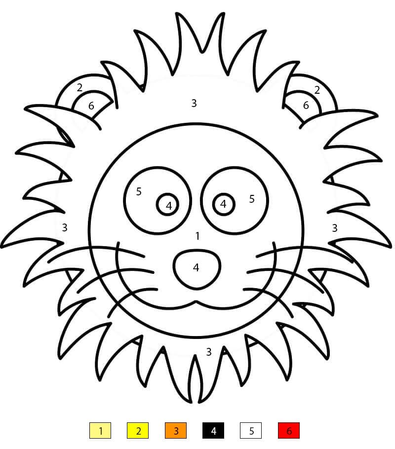 Printable Lion Face Image Color By Number
