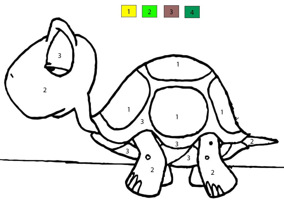 Sad Turtle Color By Number Color By Number