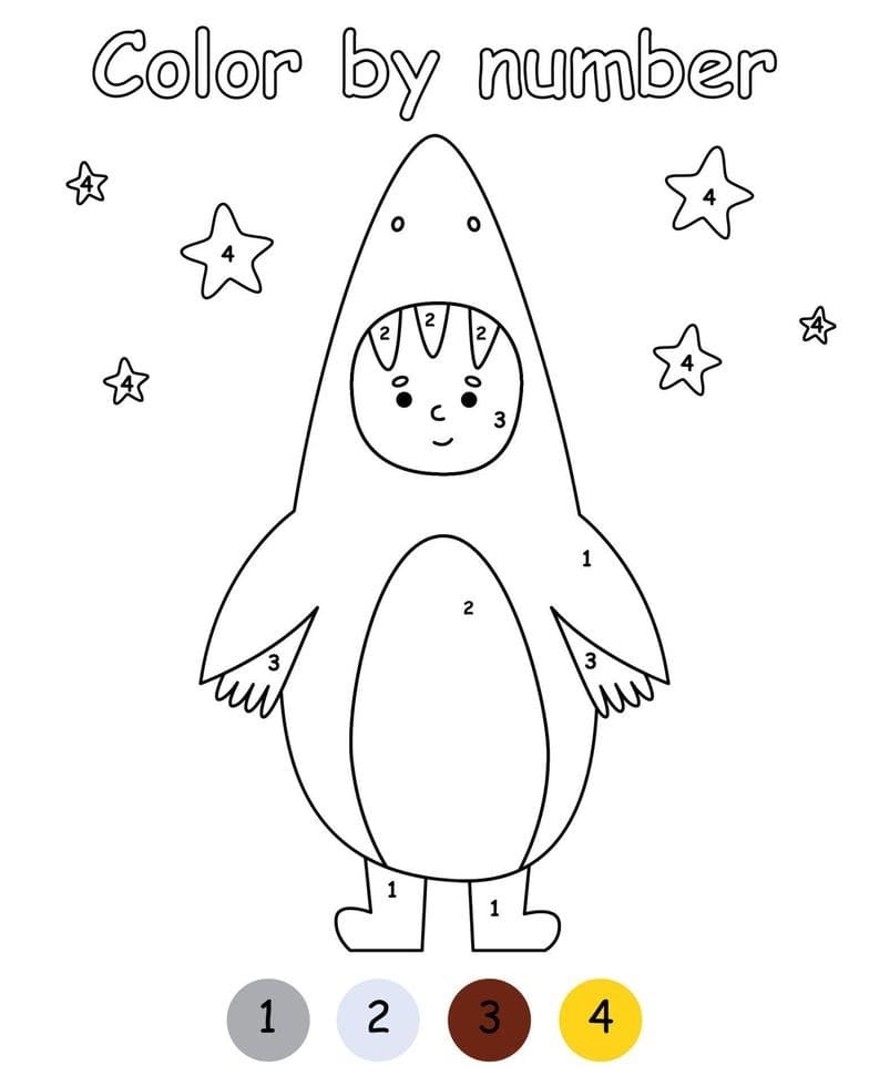 Shark Boy Color By Number
