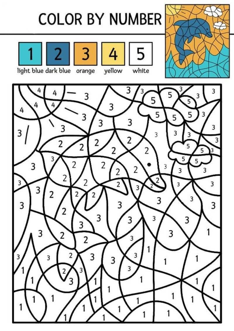 Simple Dolphin Color By Number