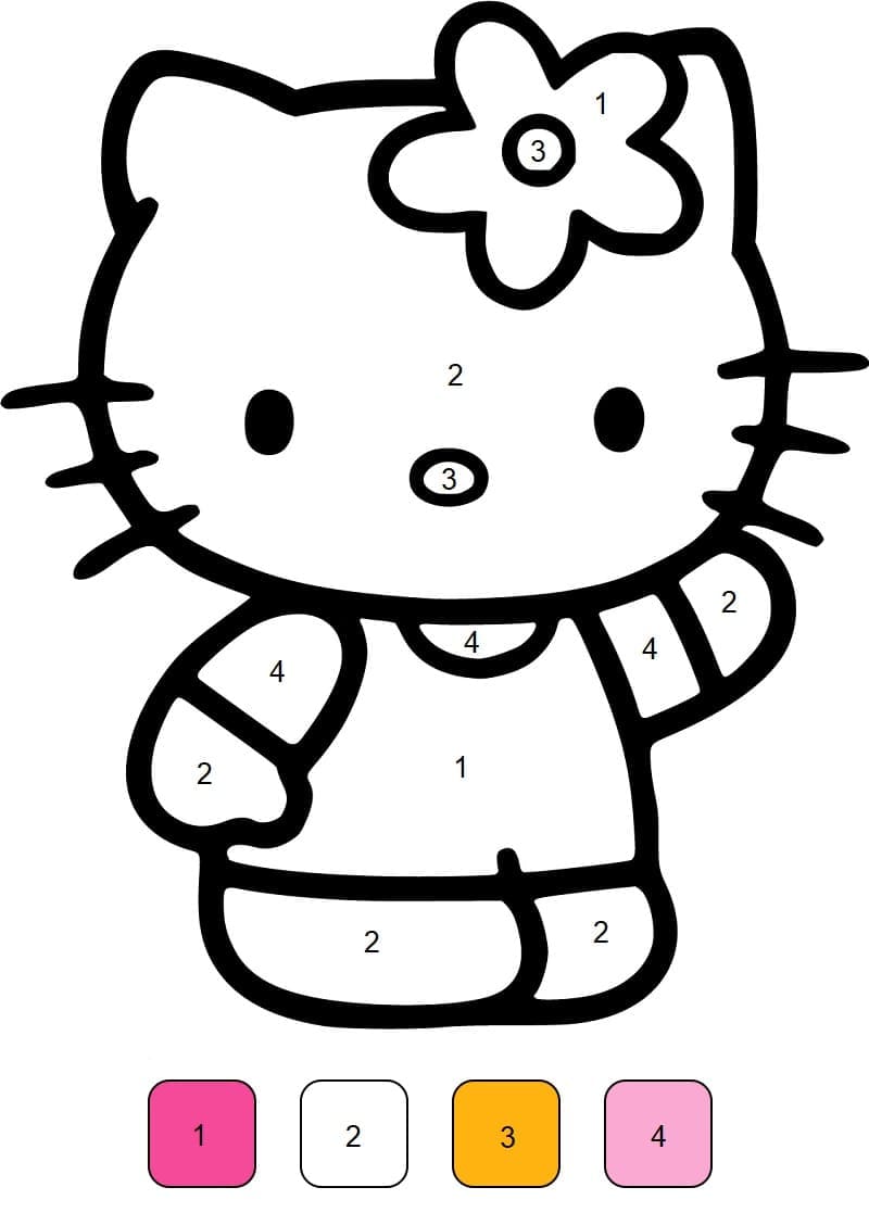 Simple Hello Kitty Color By Number