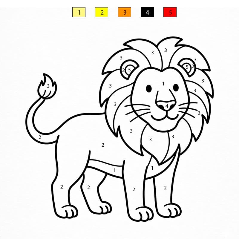 Simple Lion Color By Number