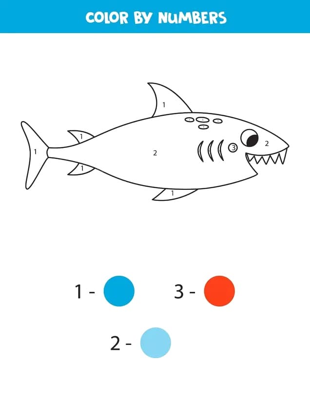 Simple Shark Color By Number