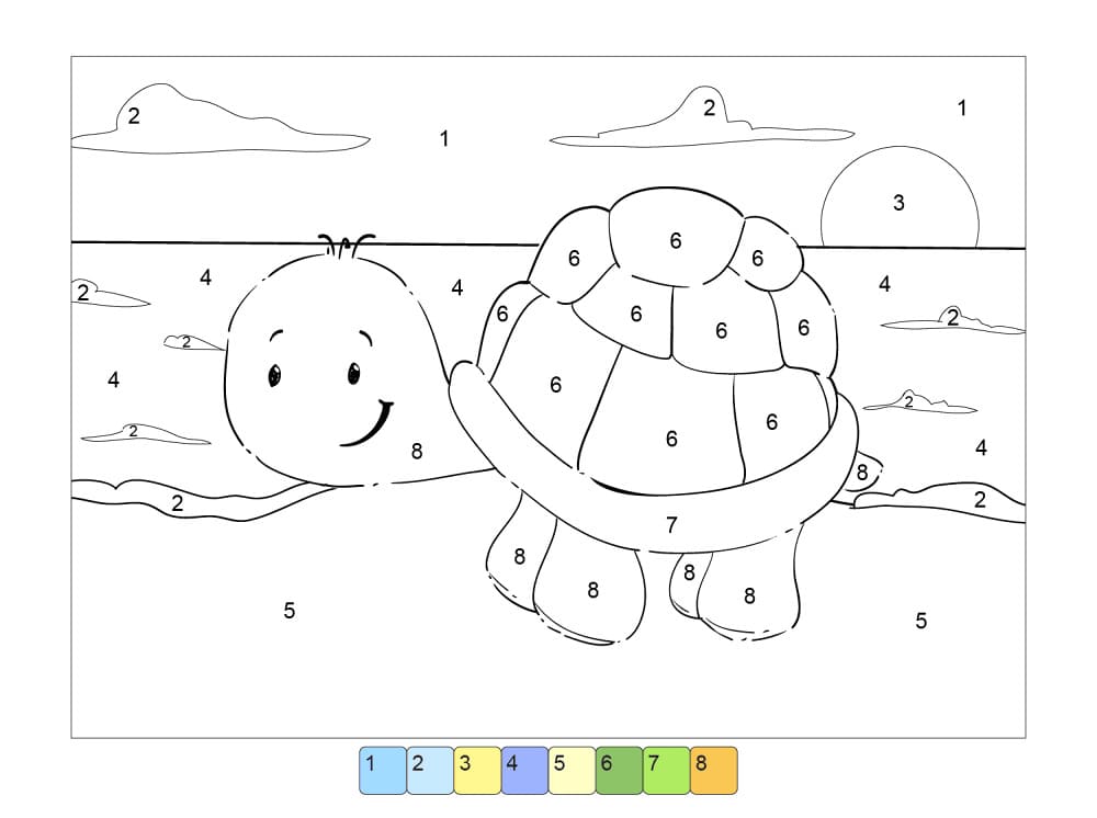 Turtle To Print Color By Number Color By Number