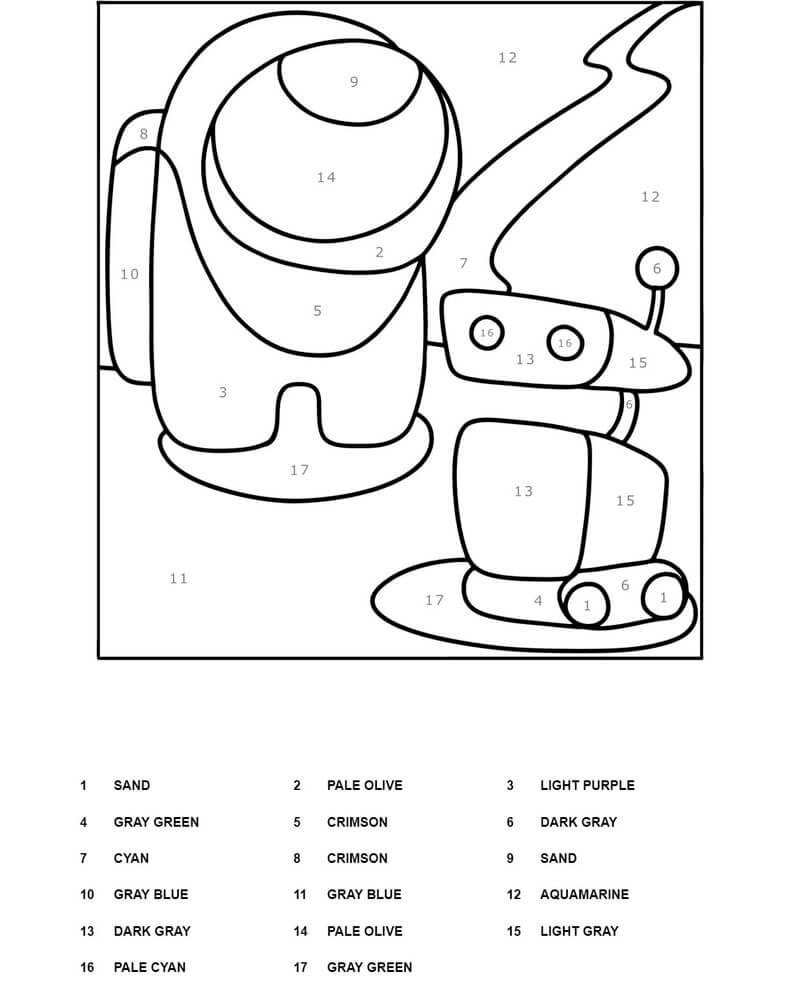 Among us and the robot color by number