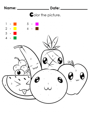 Apple and another fruit color by number