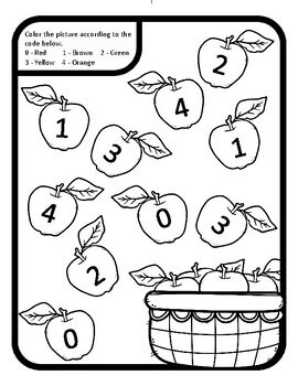 Apple couting numbers color by number