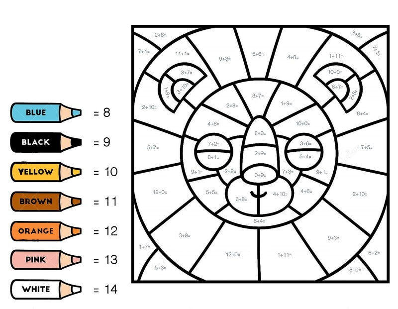 Baby cartoon Lion color by number
