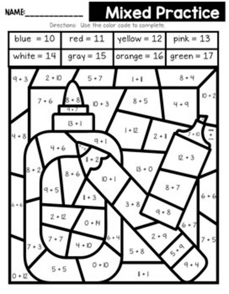 Back to school with glue and pencil color by number