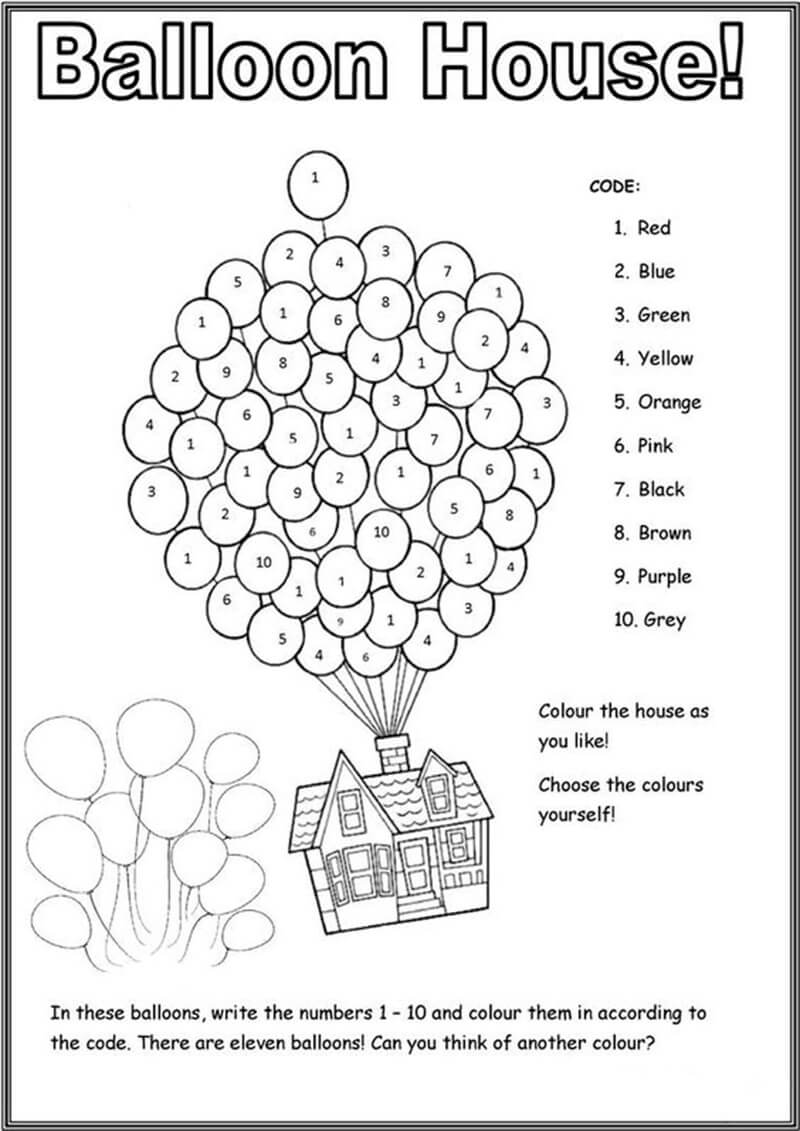 Ballon House color by number