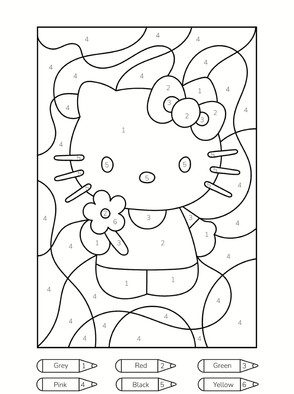Beautiful Hello Kitty Color by Number