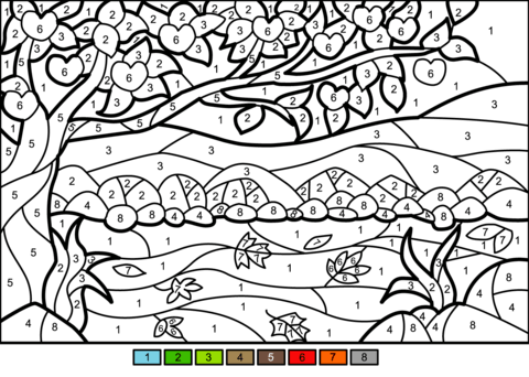 Beauty Apple tree color by number