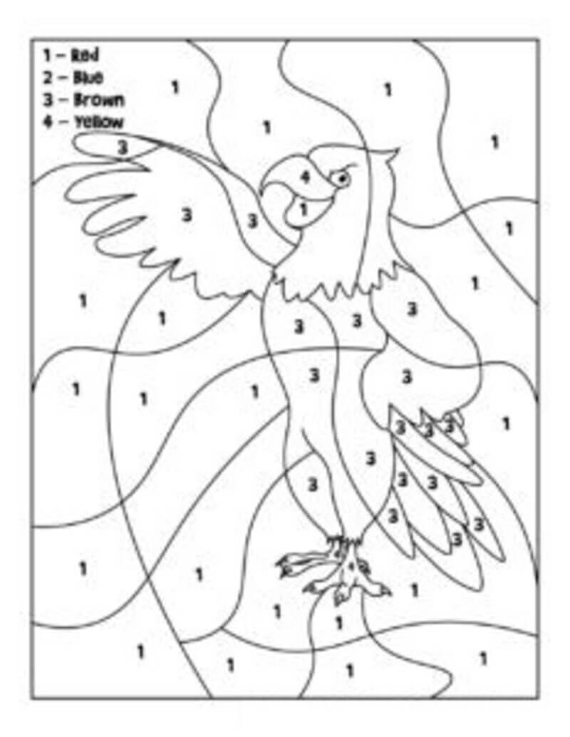 Big eagle in Memorial Day color by number