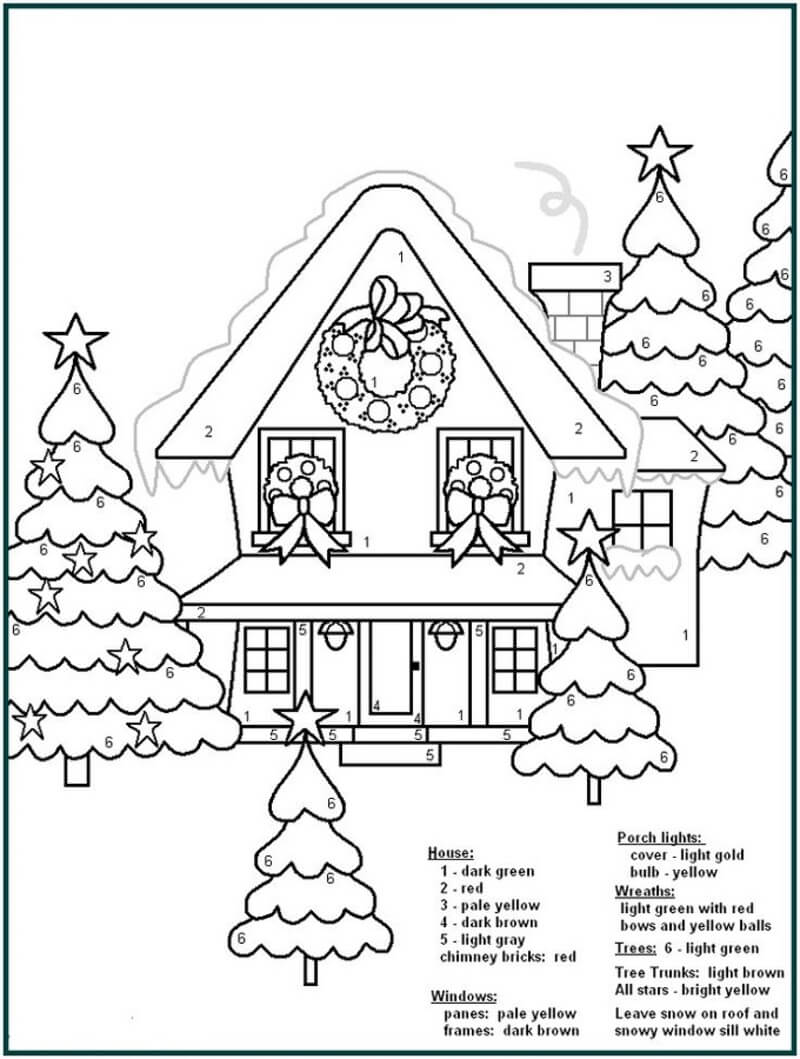 Big house in christmas day color by number