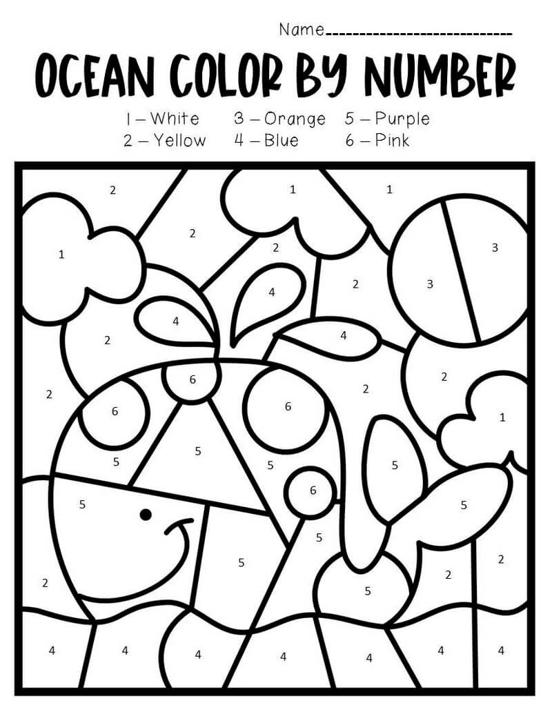 Big whale color by number