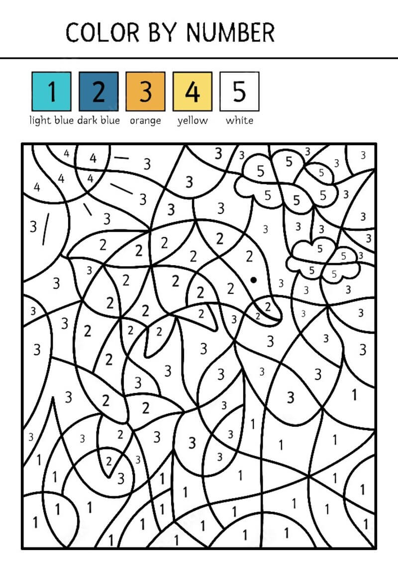Blue dolphin color by number