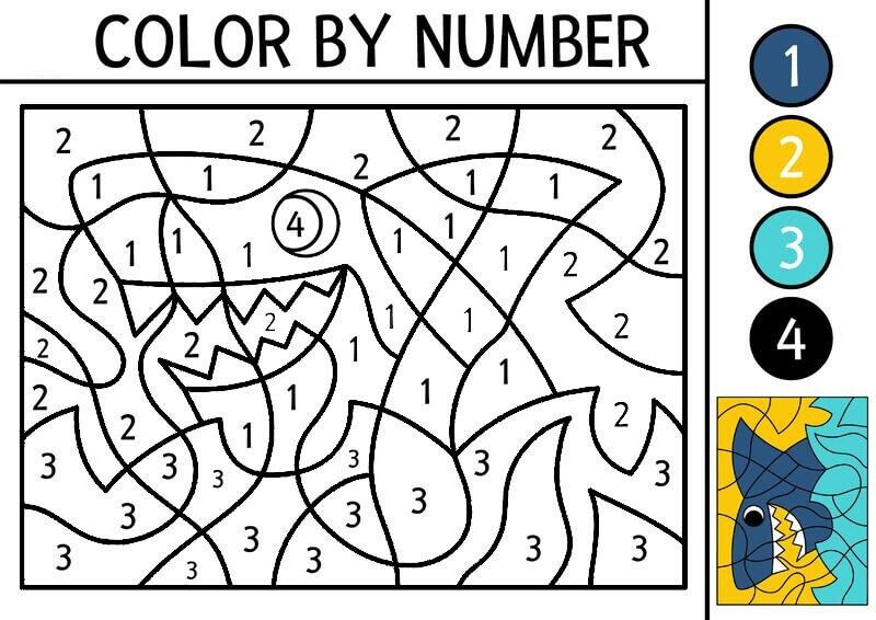 Blue Shark color by number