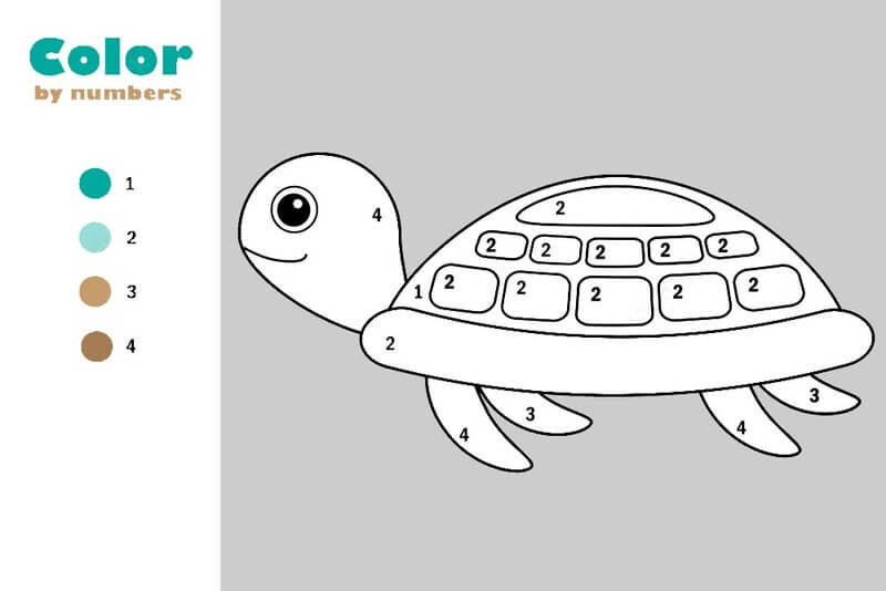 Blue Turtle color by number Color By Number