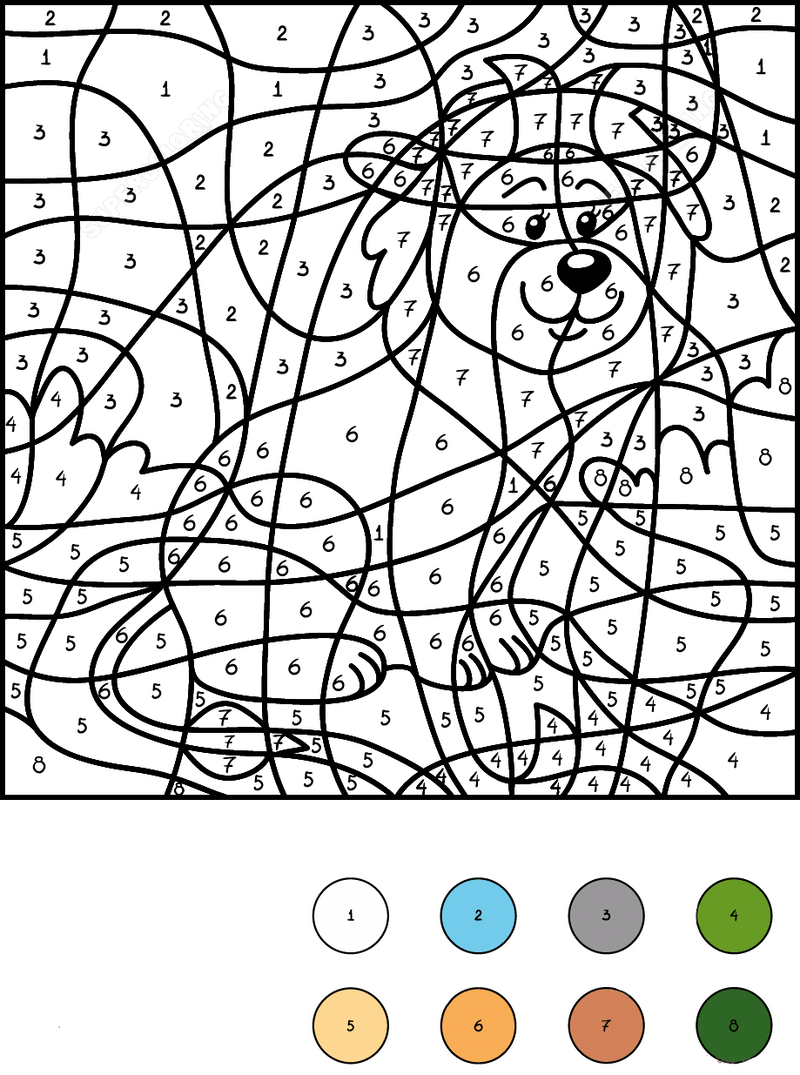 Brown Lion color by number