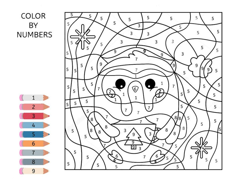 Christmas Owl color by number