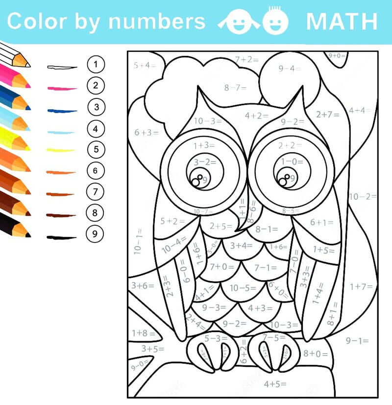 Colorful Owl color by number