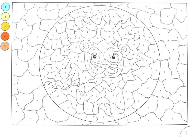 Cute Cartoon Lion color by number