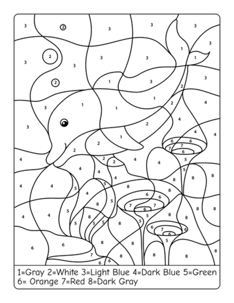 Dolphin under the sea color by number