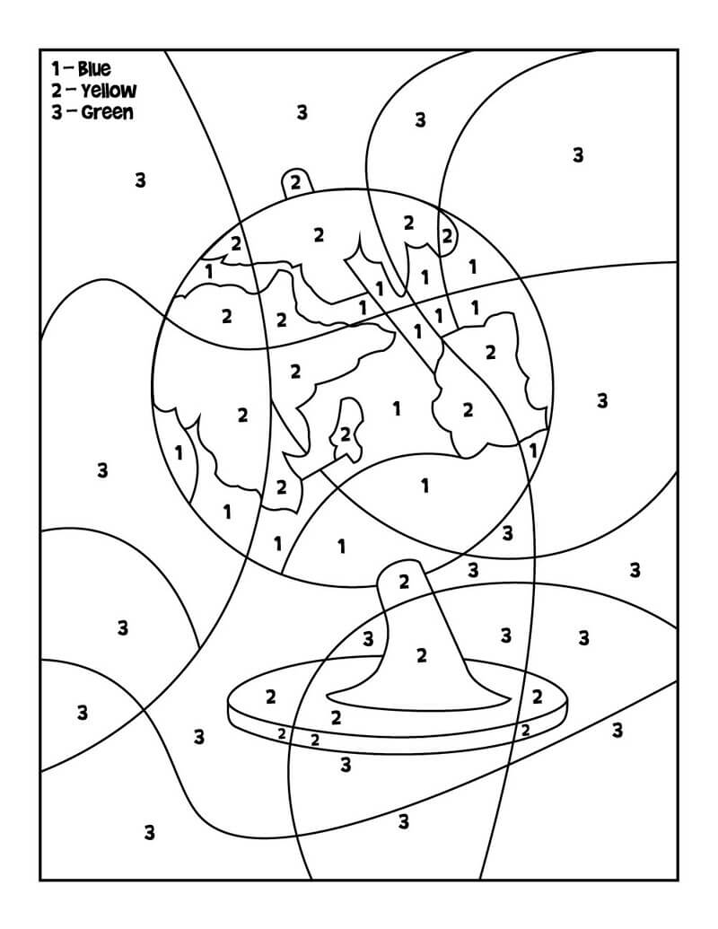 Earth globe color by number