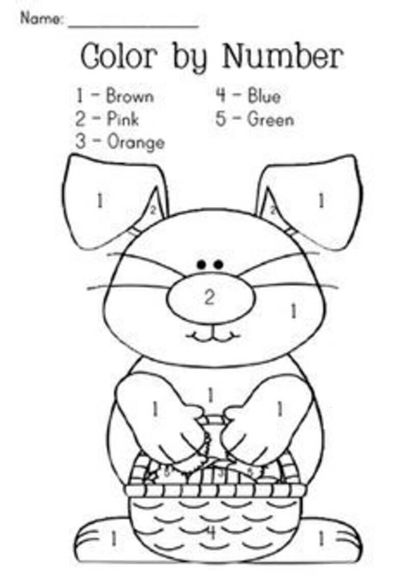 Easter bunny and egg basket color by number