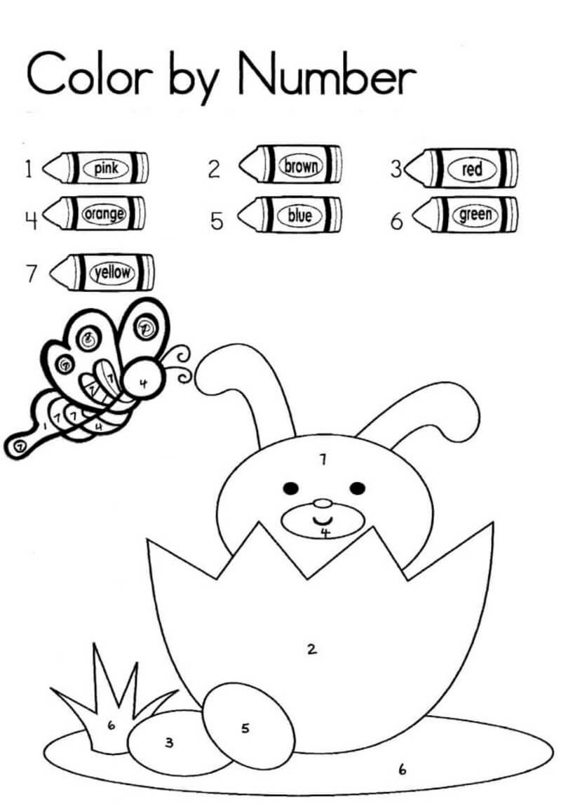 Easter bunny in eeg color by number