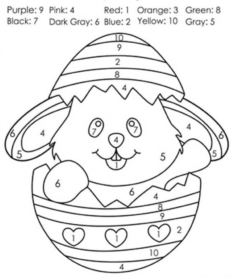 Easter bunny say hi color by number
