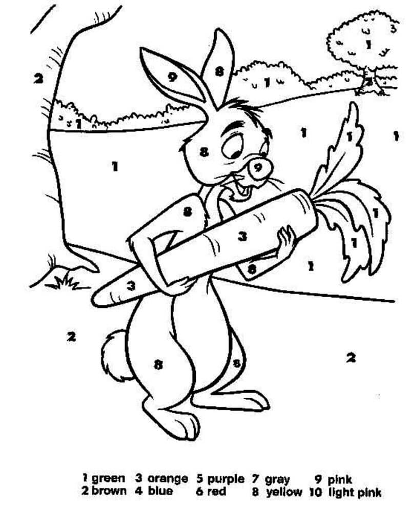 Easter Bunny with carrot color by number