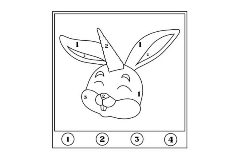 Easter Bunny with horn color by number