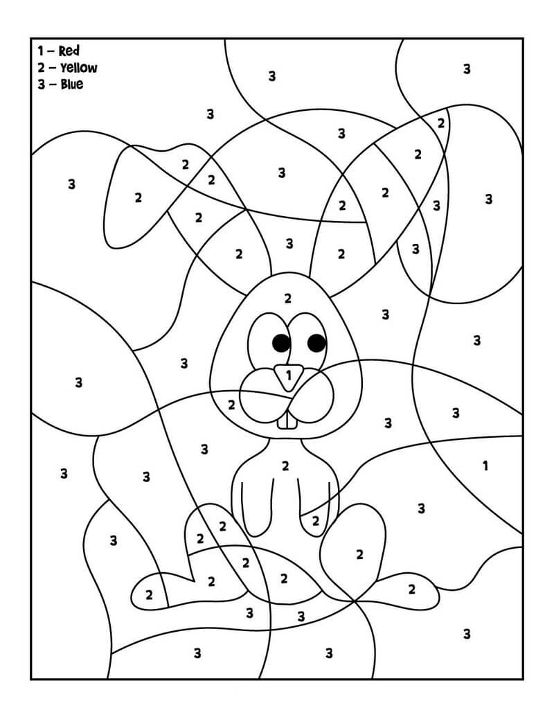 Easy Bunny color by number