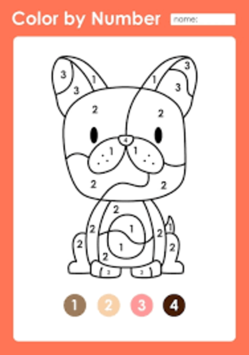 Easy Puppy color by number