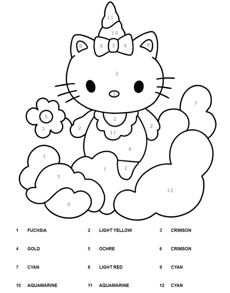 Fairy Hello Kitty color by number