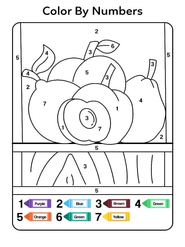 Free fruits Apple color by number