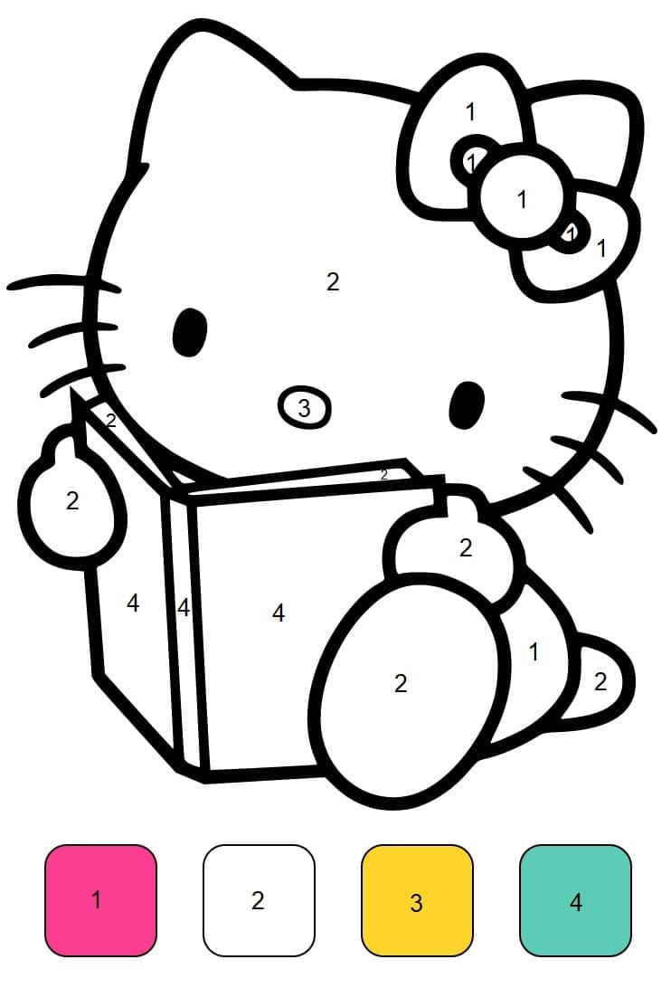 Free Hello Kitty color by number