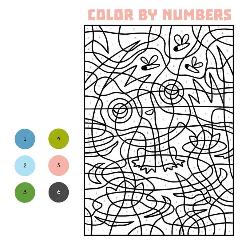 Frog and Mosquitoes color by number