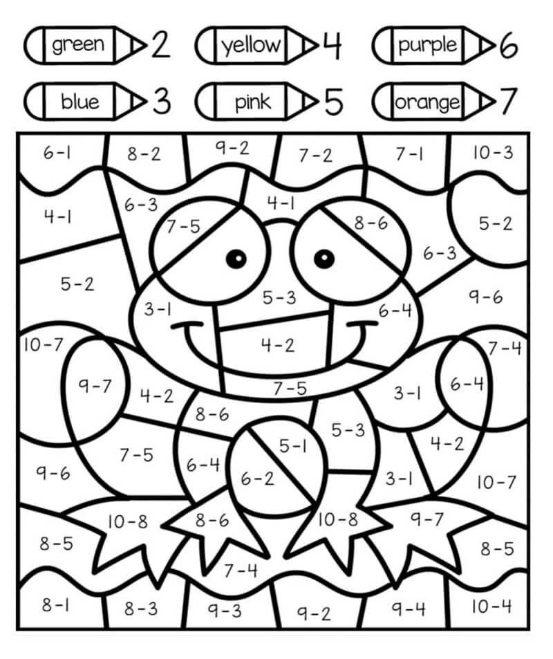 Frog is sitting color by number