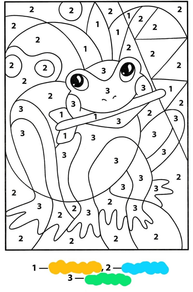 Frog with a stick color by number